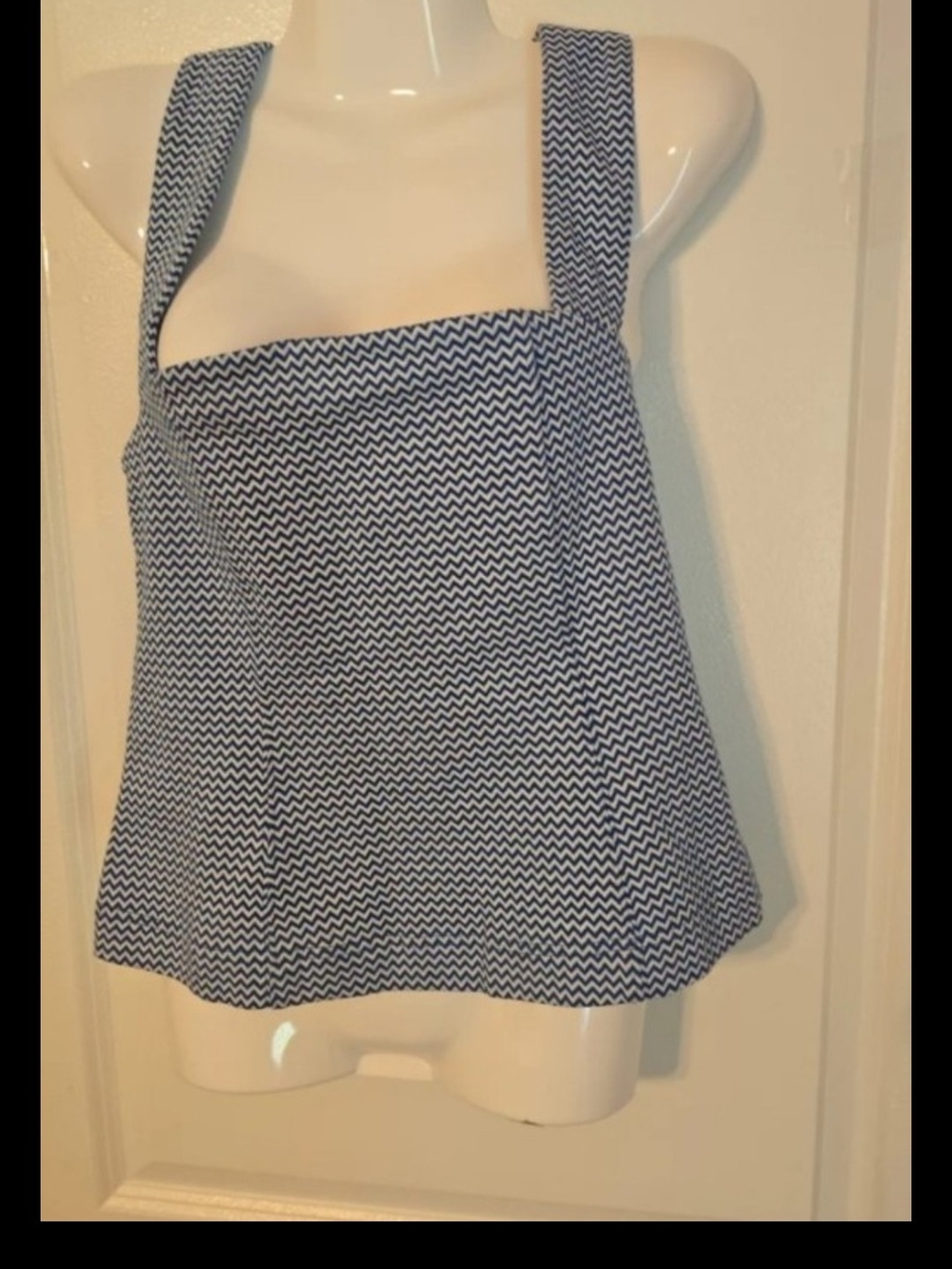 Anthropologie Maeve Navy and White Chevron Tank Top